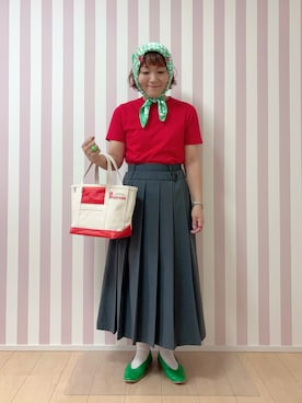 「アイテム（バンダナ/スカーフ）」を使った、まなをさん（レディース・153cm）の夏コーディネート