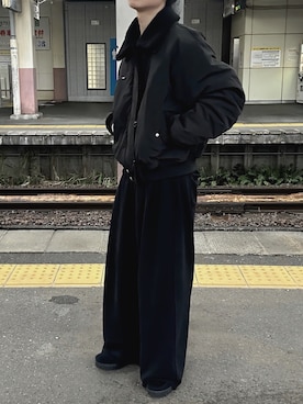 「アイテム（MA-1）」を使った、スイさん（メンズ・178cm）の冬コーディネート