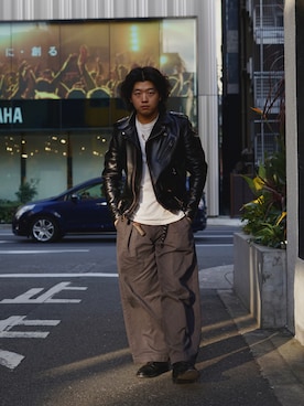 Yuitoさんの「SchottxDickies/ショット×ディッキーズ/KATSURAGI BAGGY PANTS/カツラギ バギーパンツ」を使ったコーディネート