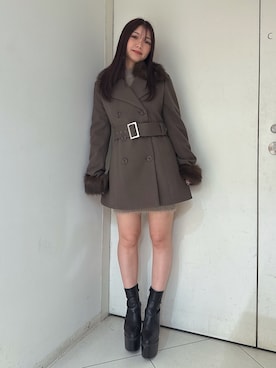「GYDA（ジェイダ）のアイテム（チェスターコート）」を使った、arisaさん（レディース・155cm）の秋コーディネート