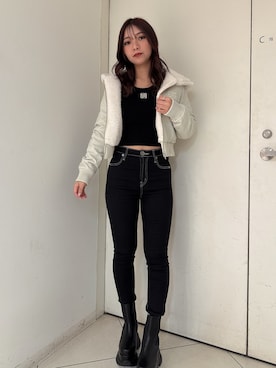 「155㎝コーデ」｜「アイテム（ジャケット/アウター）」を使った、arisaさん（レディース・155cm）の冬コーディネート