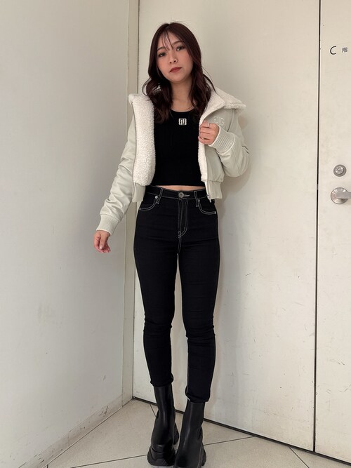 GYDA アウター フーディーフェイクレザーボアコート「SETUP着用可