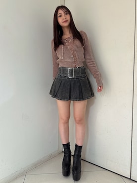 「アイテム（デニムスカート、その他）」を使った、arisaさん（レディース・155cm）の秋コーディネート