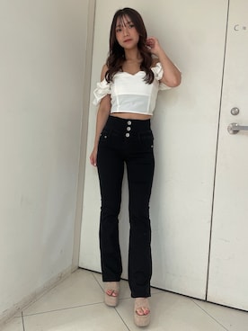 「155㎝コーデ」｜「アイテム（サンダル）」を使った、arisaさん（レディース・155cm）の夏コーディネート