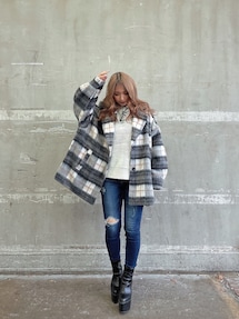 BIG CHECKシャギー ショートチェスターコート｜ジェイダ（GYDA）公式