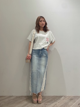 「155㎝コーデ」｜「アイテム（スカート）」を使った、arisaさん（レディース・155cm）の春コーディネート