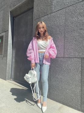 「155㎝コーデ」｜「アイテム（アクセサリー）」を使った、arisaさん（レディース・155cm）の春コーディネート