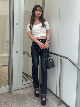 「155㎝コーデ」｜「アイテム（バッグ）」を使った、arisaさん（レディース・155cm）の夏コーディネート