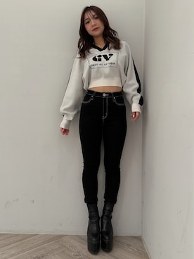 「155㎝コーデ」｜「アイテム（ブーツ）」を使った、arisaさん（レディース・155cm）の冬コーディネート