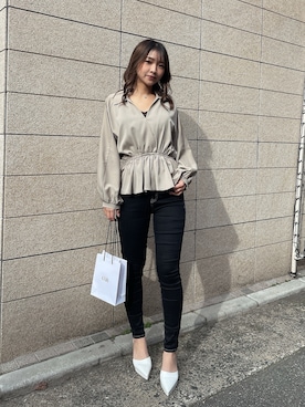 「155㎝コーデ」｜「アイテム（キャミソール）」を使った、arisaさん（レディース・155cm）の冬コーディネート
