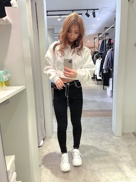 「155㎝コーデ」｜「アイテム（パーカー）」を使った、arisaさん（レディース・155cm）の冬コーディネート