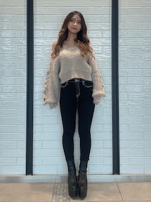 レースアップシャギーニットトップス【SETUP着用可】｜ジェイダ（GYDA