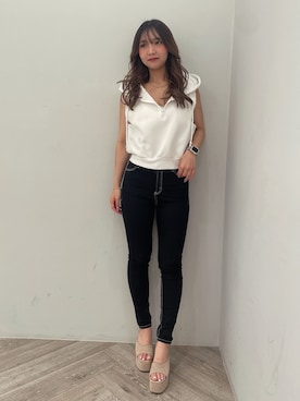 「155㎝コーデ」｜「アイテム（パーカー）」を使った、arisaさん（レディース・155cm）の夏コーディネート