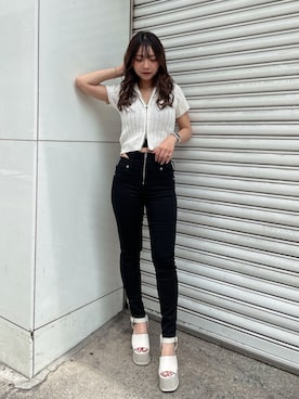 「155㎝コーデ」｜「アイテム（サンダル）」を使った、arisaさん（レディース・155cm）の春コーディネート
