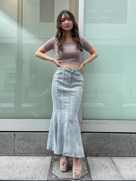 「155㎝コーデ」｜「アイテム（スカート）」を使った、arisaさん（レディース・155cm）の夏コーディネート