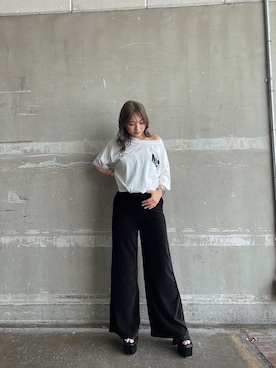 「155㎝コーデ」｜「アイテム（スウェットパンツ）」を使った、arisaさん（レディース・155cm）の夏コーディネート