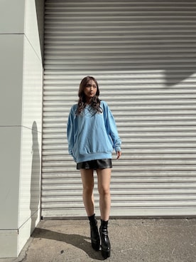 「レザーコーデ」｜「アイテム（ブーツ）」を使った、arisaさん（レディース・155cm）の冬コーディネート