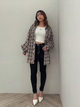 「155㎝コーデ」｜「アイテム（Tシャツ/カットソー）」を使った、arisaさん（レディース・155cm）の春コーディネート