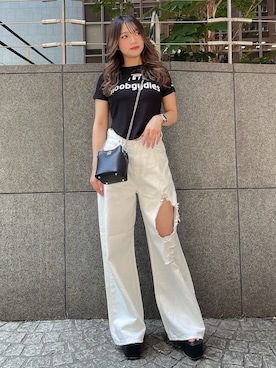 「155㎝コーデ」｜「アイテム（バッグ）」を使った、arisaさん（レディース・155cm）の夏コーディネート