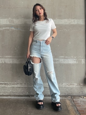 「155㎝コーデ」｜「アイテム（バッグ）」を使った、arisaさん（レディース・155cm）の春コーディネート