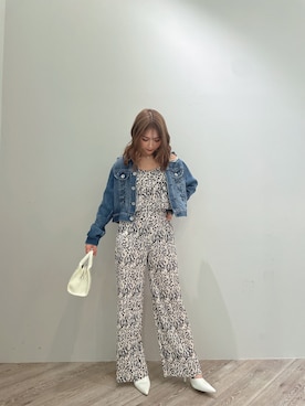 「155㎝コーデ」｜「アイテム（デニムジャケット）」を使った、arisaさん（レディース・155cm）の春コーディネート
