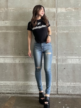 「155㎝コーデ」｜「アイテム（Tシャツ/カットソー）」を使った、arisaさん（レディース・155cm）の夏コーディネート