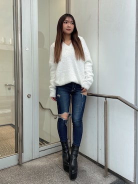 「155㎝コーデ」｜「アイテム（ブーツ）」を使った、arisaさん（レディース・155cm）の秋コーディネート