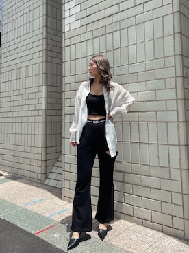「155㎝コーデ」｜「アイテム（スウェットパンツ）」を使った、arisaさん（レディース・155cm）の春コーディネート