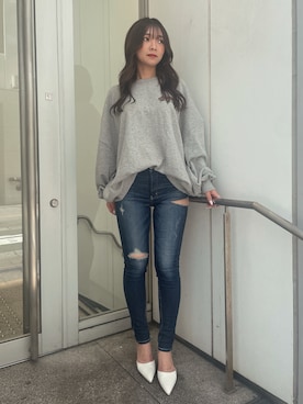 「155㎝コーデ」｜「アイテム（スウェット）」を使った、arisaさん（レディース・155cm）の夏コーディネート