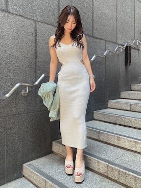 「155㎝コーデ」｜「アイテム（ワンピース）」を使った、arisaさん（レディース・155cm）の夏コーディネート