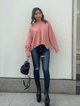 「155㎝コーデ」｜「アイテム（ブーツ）」を使った、arisaさん（レディース・155cm）の冬コーディネート
