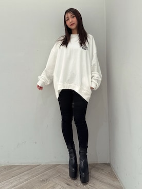 「GYDA（ジェイダ）のアイテム（スウェット）」を使った、arisaさん（レディース・155cm）の夏コーディネート