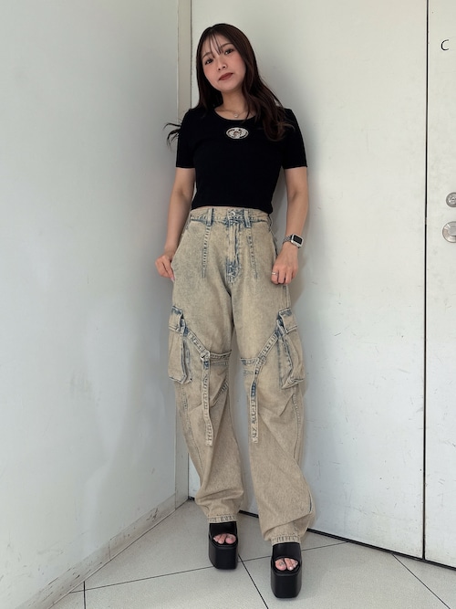 GD bijou MOLDハーフスリーブニットトップス