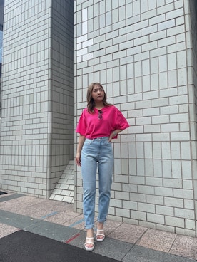 「155㎝コーデ」｜「アイテム（Tシャツ/カットソー）」を使った、arisaさん（レディース・155cm）の夏コーディネート
