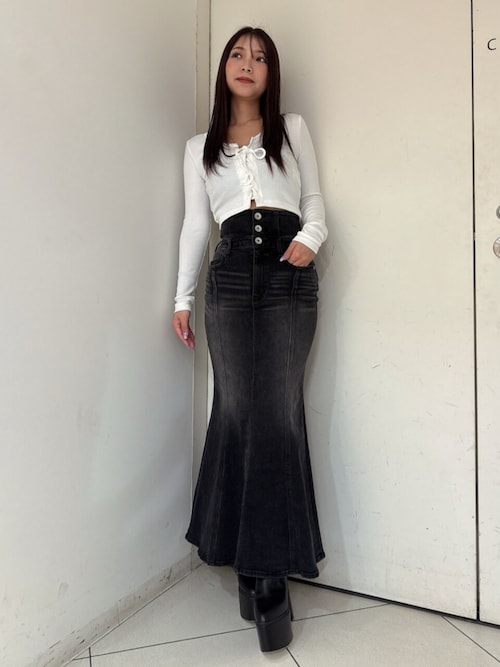 取ったもん勝ち！！GYDA スカート セール】ハイウエストBACKクロスマーメイドデニムスカート（デニム