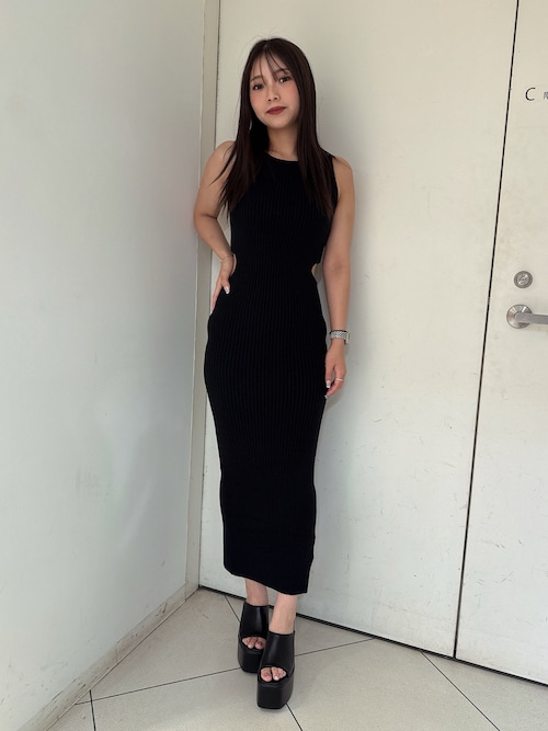 SIDE OPENロングニットワンピース