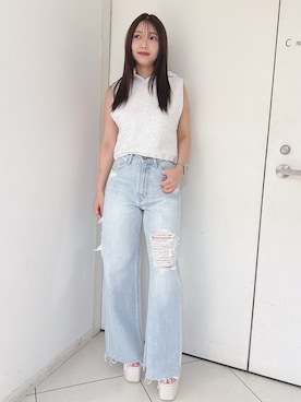「アイテム（パーカー）」を使った、arisaさん（レディース・155cm）の夏コーディネート