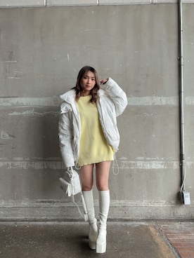 「155㎝コーデ」｜「アイテム（ジャケット/アウター）」を使った、arisaさん（レディース・155cm）の冬コーディネート