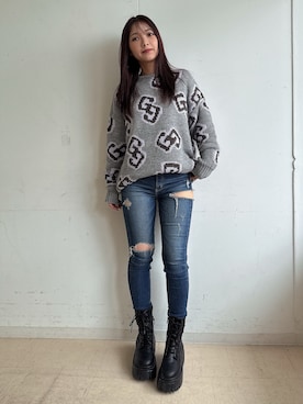 「GYDA（ジェイダ）のアイテム（ニット/セーター）」を使った、arisaさん（レディース・155cm）の秋コーディネート