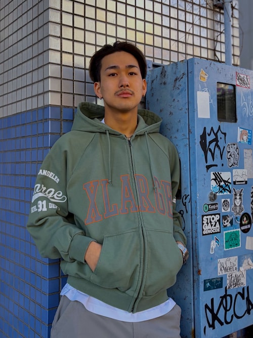 RAGLAN ZIP UP HOODED SWEATSHIRT（パーカー）｜XLARGE（エクストラ