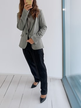 「アイテム（スーツパンツ）」を使った、MSさん（レディース・154cm）の秋コーディネート