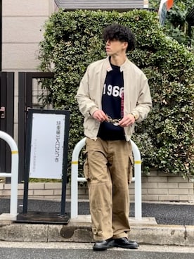 「古着好きな人と繋がりたい」｜「アイテム（ブルゾン）」を使った、吉田霸久さん（メンズ・183cm）の春コーディネート