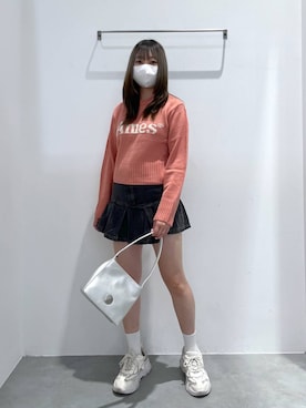 「3.3 Field Trip （3.3フィールドトリップ）の3.3 Field Trip／プリーツデニムスカート 2977561（デニムスカート）」を使った、れーかさん（レディース・155cm）の秋コーディネート