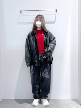 「女子会」｜「アイテム（ライダースジャケット）」を使った、れーかさん（レディース・155cm）の秋コーディネート