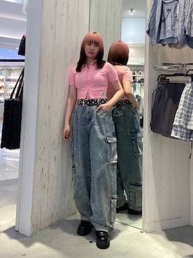 「NOT4NERD（ノットフォーナード）のアイテム（デニムパンツ）」を使った、れーかさん（レディース・155cm）の夏コーディネート