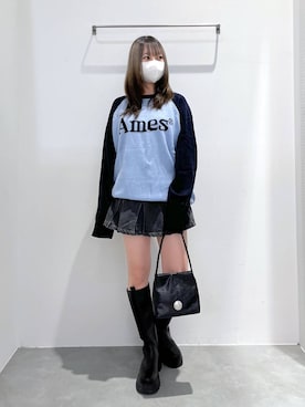 「3.3 Field Trip （3.3フィールドトリップ）の3.3 Field Trip／プリーツデニムスカート 2977561（デニムスカート）」を使った、れーかさん（レディース・155cm）の秋コーディネート