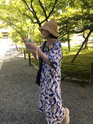 <6(ROKU)>COTTON KIKA DRESS/総柄ロングワンピース 38 6(ロク)の「<6(ROKU)>COTTON KIKA DRESS/ワンピース
