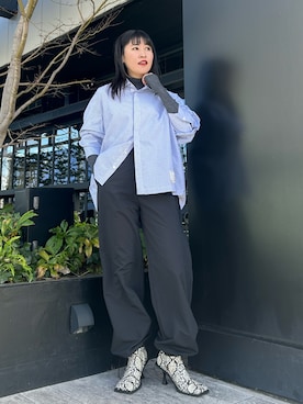 「STUDIOUS（ステュディオス）のアイテム（ブーツ）」を使った、池田美優さん（レディース・161cm）の冬コーディネート
