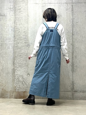 「春カラー」｜「アイテム（ジャンパースカート）」を使った、Kimikaさん（レディース・158cm）の冬コーディネート