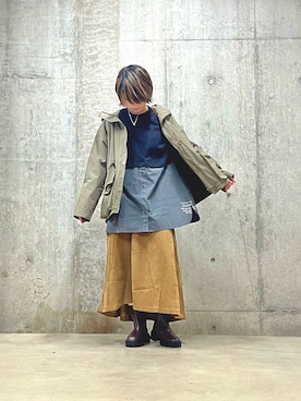 「リバーシブル」｜「アイテム（ミリタリージャケット）」を使った、Kimikaさん（レディース・158cm）の冬コーディネート